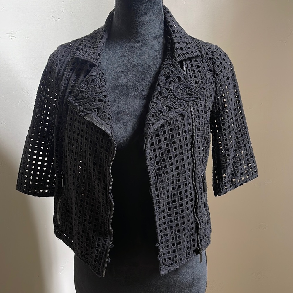 ALDO MARTINS Cutout mesh cotton moto jacket